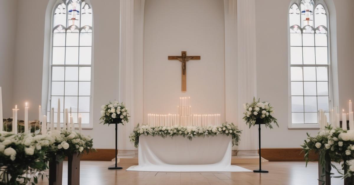 Dekoracja ławki w kościele na ślub, styl DIY.