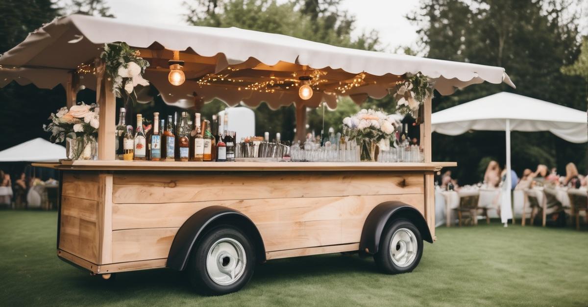 Barman z pasją przygotowuje kolorowego drinka na weselu.