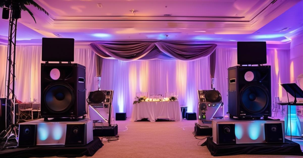 DJ miksujący muzykę na weselu, z bliska uchwycone umiejętności i pasja.